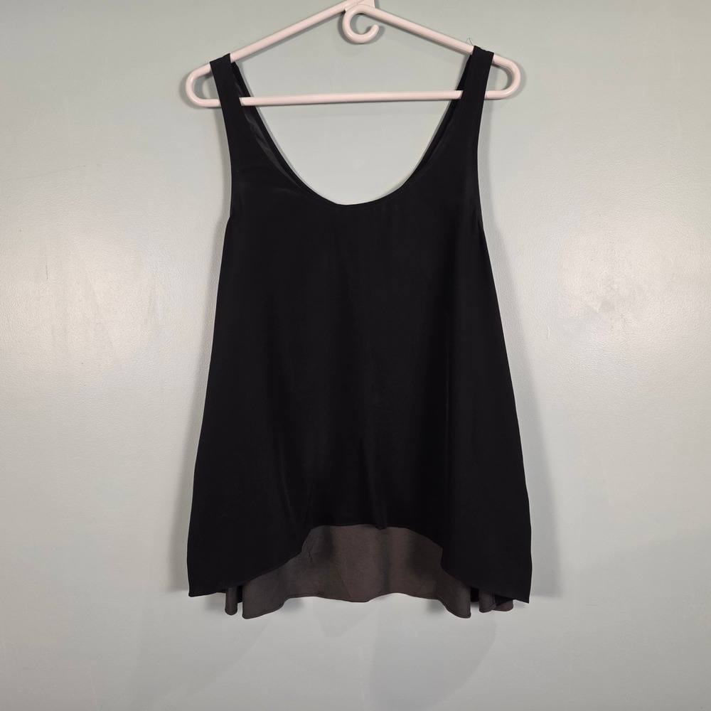 Rory Beca Black Front Taupe Back 100% Silk Tank Top Medium Made in US Minimalist